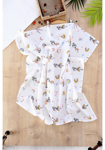 Kız Erkek Bebek Unisex Pazen Kundak Battaniye Stl6595 Beyaz - Fuşya