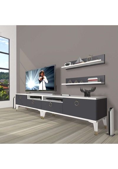 Decoraktiv Eko 220r Mdf Gold Tv Ünitesi Tv Sehpası Ceviz - Beyaz