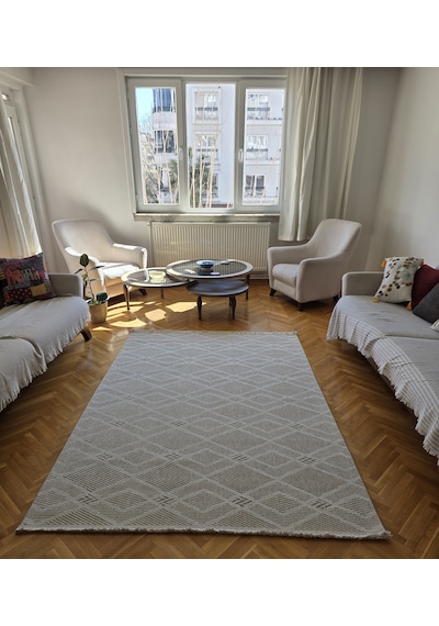 Elvey Home Lara Bej Krem Sisal İskandinav Extra Yumuşak Özel Kesim Kolay Temizlenen Salon Koridor Mutfak Halısı 05-bej/krem