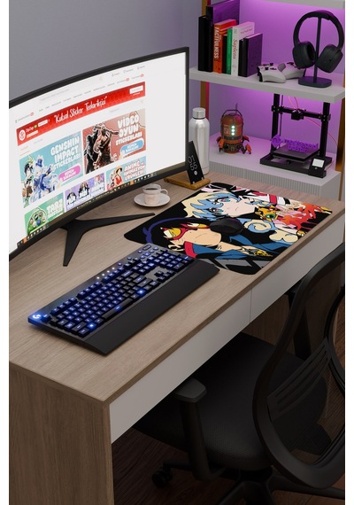 Gurren Lagann Kaymaz Dikişli Kauçuk Oyuncu Mousepad V4 - 48x40 Xl Gaming Mouse Pad Fare Altlığı