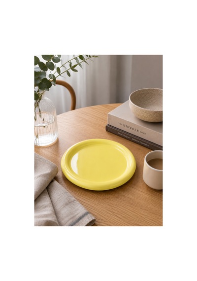 Seramik Sarı Donut Kahvaltı Pasta Yemek Ve Tatlı Servis Sunum Tabak 25 Cm Sarı - 913933857 Sarı