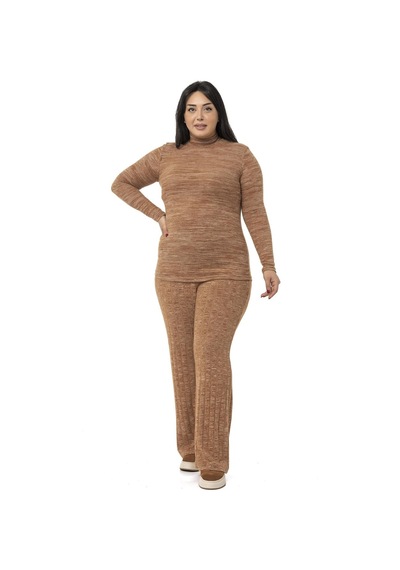 Disentis Büyük Beden Yarım Balıkçı Uzun Kollu Triko Kahverengi Body-kahverengi Kahverengi