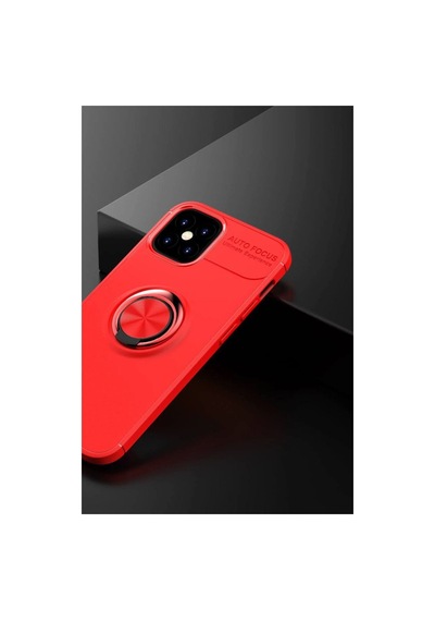 Apple Uyumlu   iPhone 12 Mini Kılıf Range Yüzüklü Silikon - Kırmızı