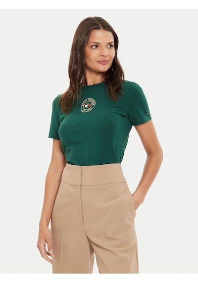 Tommy Hilfiger Kadın Logo T-shirt Haki