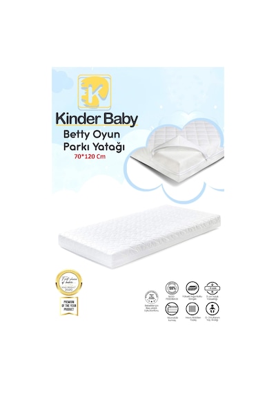Kinder Baby Betty Oyun Parkı Sünger Bebek Yatağı 70 120 Cm K0022 Beyaz