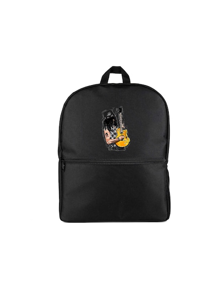 Slash Guitar Cartoon Siyah Sırt Çantası