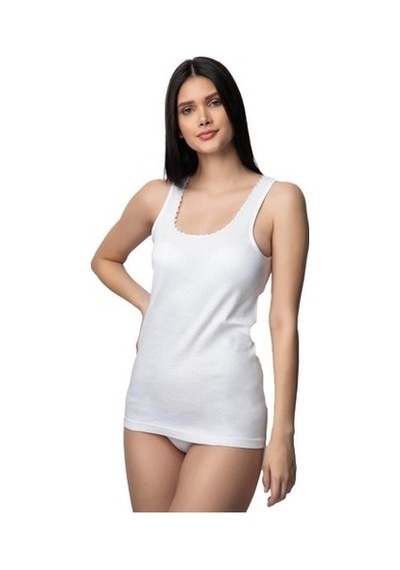 6 Li Paket Özlem Bayan Geniş Askılı Ribana Atlet Beyaz 1318