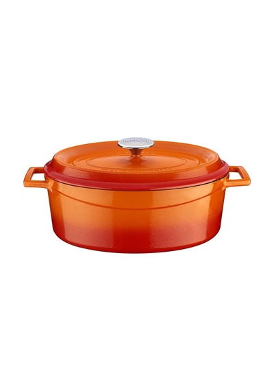 Lava Döküm Oval Tencere 23x29cm. Trendy Serisi Ölçü - Turuncu Turuncu