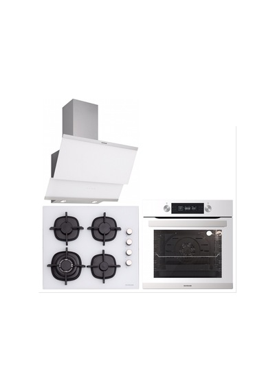 Silverline BO6505W01 S5 - CS5429W01 - 3420 Classy 60 Beyaz Cam Ankastre Set