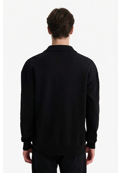 Defacto Boxy Fit Polo Yaka Sweatshirt G6475ax25wnbk81 Siyah-bk81