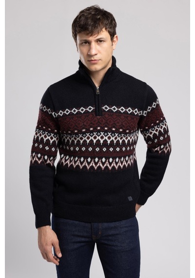Lee Cooper Ground Erkek Dik Yaka Kazak Lacivert-21854 Lacivert