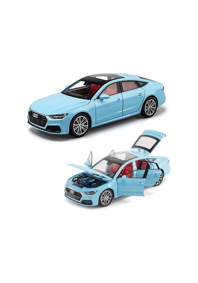 1:24 Sesli Işıklı Çek Bırak Audi A7 Metal Model Diecast Araba Mavi Renk