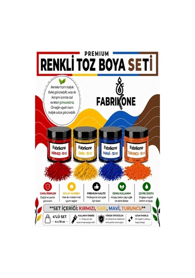 Toz Mum Boyası Seti 10 Cc 4 Lü Soya & Parafin Wax Için Kırmızı, Sarı, Mavi, Turuncu Bkfab4ksrmt10g Karışık