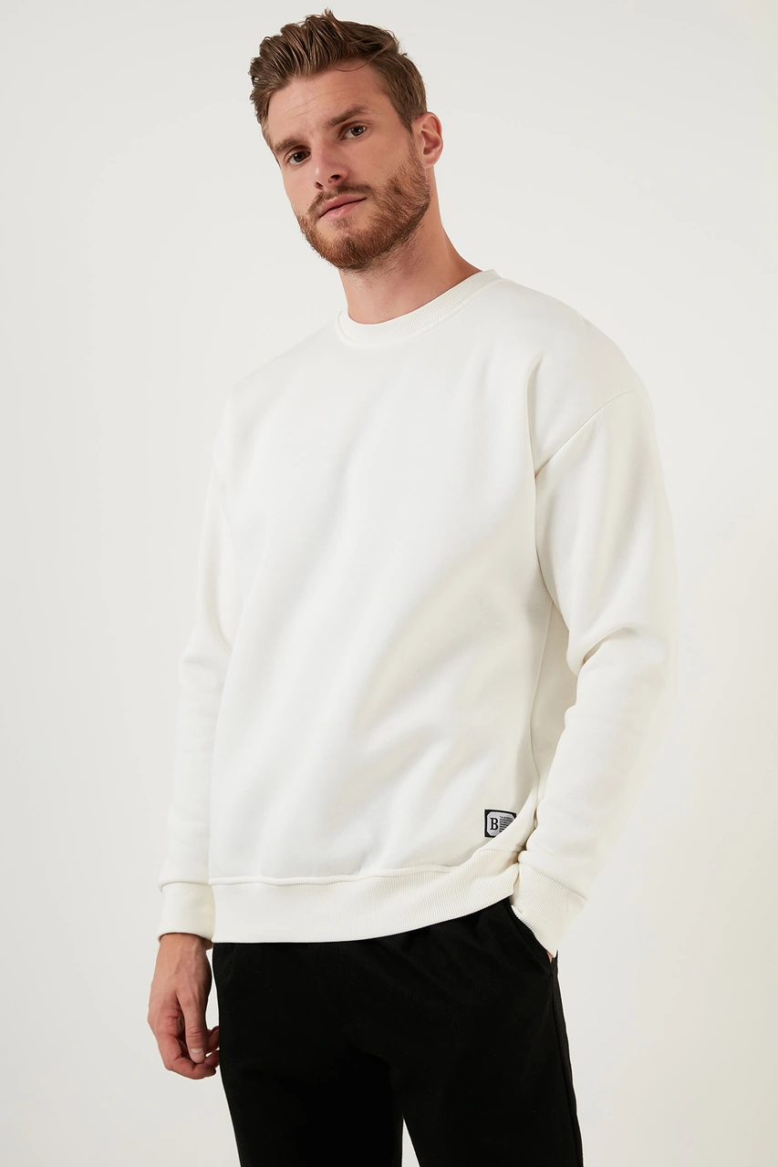 Buratti Regular Fit Bisiklet Yaka Şardonlu 2'Li Paket Erkek Sweat 5905255S2 Ekru-Siyah