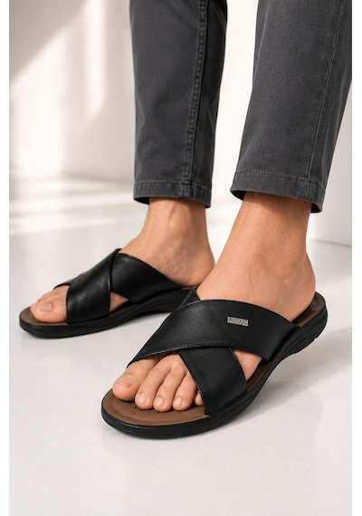 Daye 45008 Hafif Yumuşak Tabanlı Comfort Jelli Çapraz Bant Erkek Terlik Siyah