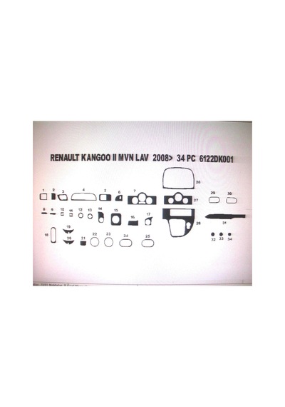 Renault Kangoo 2008-2016 34 Parça Torpido Kaplama Renk Karbon
