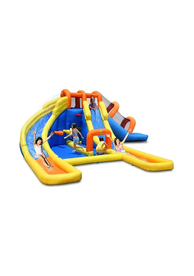 Şişme Süper Aqua Oyun Parkı Islak Ve Kuru Su Kaydırağı Çok Renkli