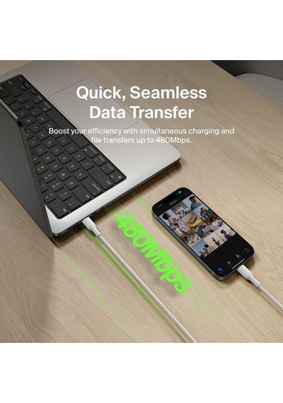 Belkin Cab025hq2mwh Boostcharge Pro 240w Usb-c To Usb-c Örgülü Kablo 2m - Beyaz