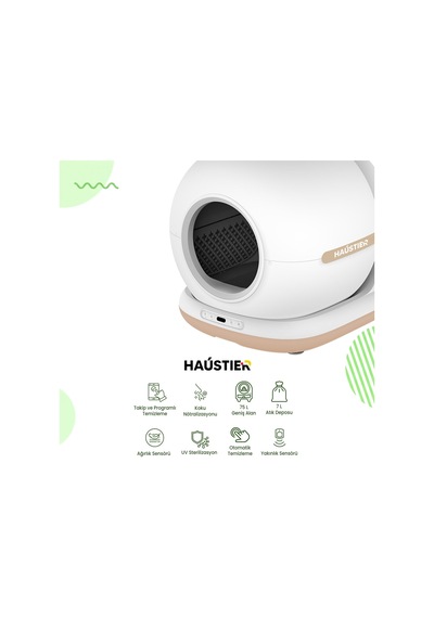 Haustier Cb001 Akıllı Otomatik Kedi Tuvaleti, App İle Uzaktan Kontrol, 75lt Hazne, 7lt Çöp Hazn