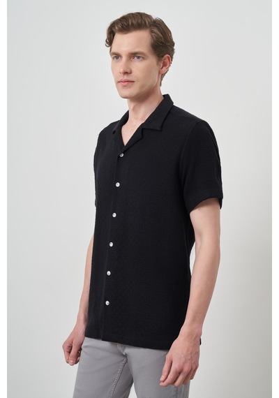 Morven Erkek Siyah Trend Keten Regular Fit Apaş Yaka Kısa Kol Gömlek 25ys004012001 Siyah Siyah Morven Erkek Siyah Trend Keten Regular Fit Apaş Yaka Kısa Kol Gömlek 25ys004012001 Siyah Siyah