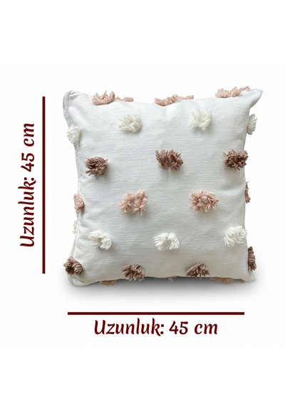 Premium Dokulu Dekoratif Kırlent Kılıfı 45x45 Cm Kabartmalı Desenli, Yüksek Kalite Kumaş Kahve Rengi