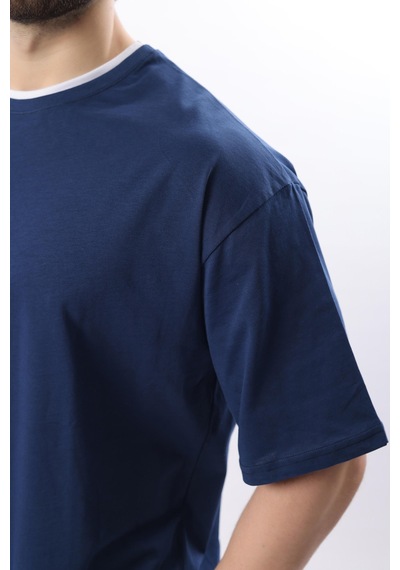 Madmext Oversize Lacivert Erkek Tişört 4978 Lacivert
