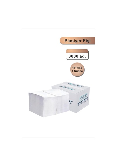 11x8,8 Plasiyer Fişi 1 Nüsha 3000 Adet , 80 Gr , Beyaz Otokopili Sürekli Form 11''x8,8 Cm