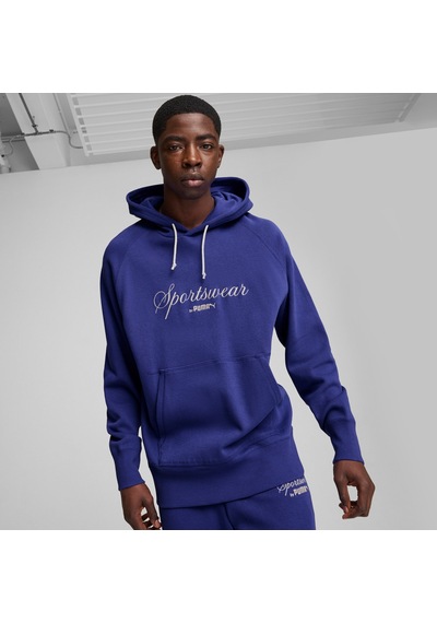 Puma Classıcs+ Erkek Relaxed Kapüşonlu Sweatshirt 626722 27 Mavi