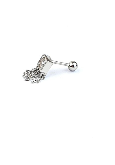 Zirkon Taş Detaylı 925ayar Gümüş Üzerine Altın Kaplama Kıkırdak Tragus Piercing Gümüş