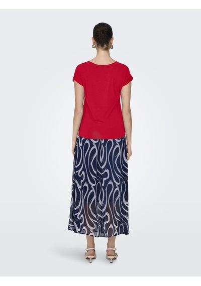 Only Onlrılla S/s V-neck Top Jrs Kadın Kırmızı T-shirt - 15315776