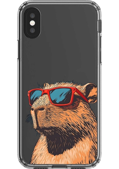 Apple Uyumlu iPhone X Şeffaf Kılıf Cool Kapibara Tasarımlı