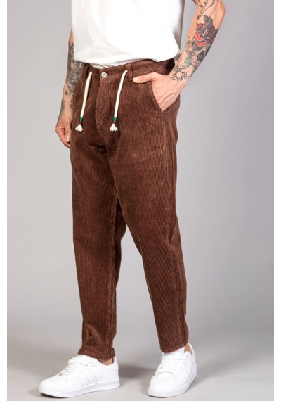 Little Cup Jeans Co Erkek Kahve Baggy Fit Rahat Kalıp Kadife Pantolon Siyah