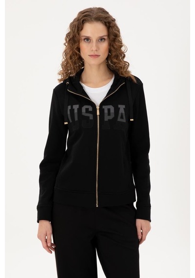 U.S. Polo Assn. Us Polo Assn Kadın Gold Fermuaralı Uzun Kapüşonlu Sweatshirt Lacivert