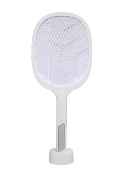 Asonic As-a25 Beyaz/gri 1200mah 3000v Çıkış Uv Mavi Işıklı Şarjli Masaüstü Raket Sinek Öldürücü