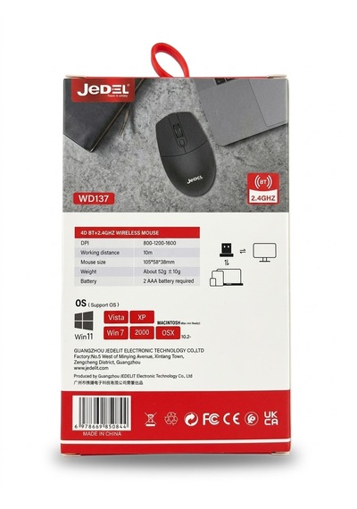 Jedel Wd137 Çift Modlu Bluetooth + 2.4ghz Kablosuz Mouse