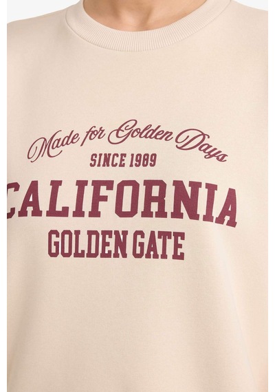 Defacto Oversıze Baskılı Sweatshirt G7026ax25wnbg186 Bej-bg186