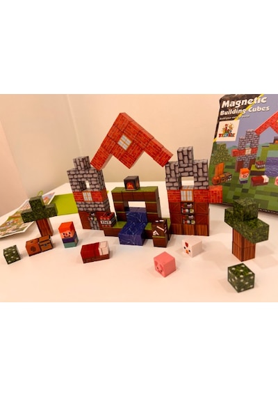 100 Parça Manyetik Bloklar Yapı Blokları Hayvan Evi Temalı Yapı Taşı 2.0 Cm