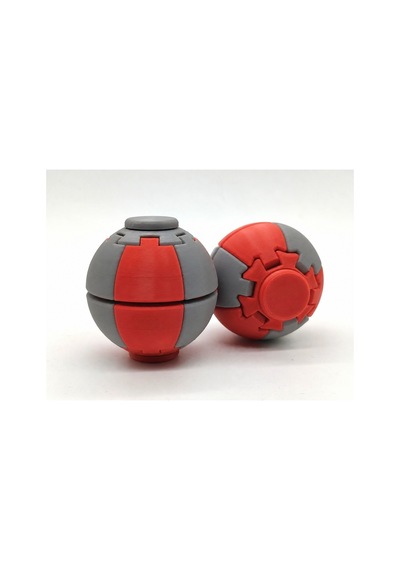 Alvera Press Küresi 3d Baskı Dönüşen Mekanik Fidget Stres Oyuncağı-kırmızı-gri