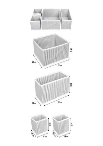 Çekmece Düzenleyici Set 4 Lü Gri Organizer Kutular Gri Kumaş Gri Tr Diğer
