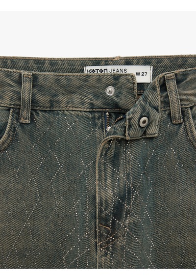 Koton Pamuklu Bol Kesim Ekose Taş Detaylı Jean Pantolon - Loose Straight Fit Jean Ovd 7wal40191md Koton Pamuklu Bol Kesim Ekose Taş Detaylı Jean Pantolon - Loose Straight Fit Jean Ovd 7wal40191md