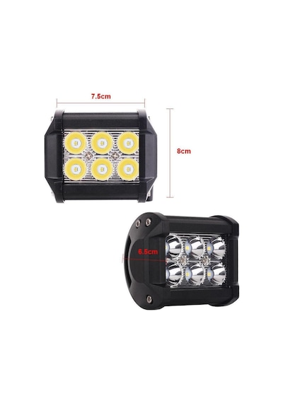 18w 6 Led Off Road Araç Motosiklet Led Sis Far Aydınlatma 1 Adet