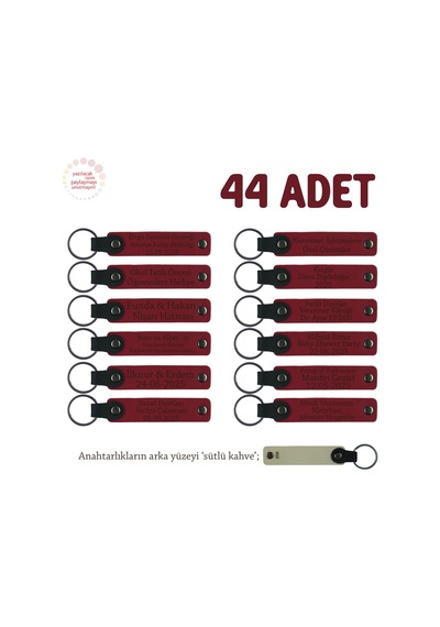 Yeni Ürün Lansmanında Dağıtılacak, 44'lü Set, Yazılı Promosyon Anahtarlık, Kırmızı & Sütlü Kahve
