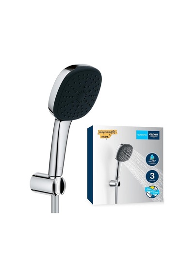Grohe Vitalio Comfort 110 El Duşu Seti, 110mm Kare 3 Akışlı, Masaj, Yağmur Ve Jet Duşu, Duş Başlığı Tutucu, 1 Çok Renkli