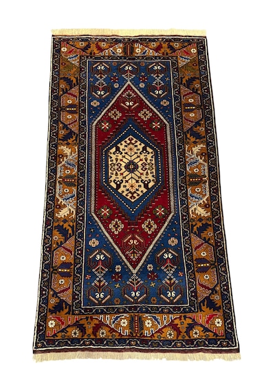 El Dokuma Sıfır Büyük Yahyalı Halısı 125x220 Kök Boya %100 Yün Halı Lacivert