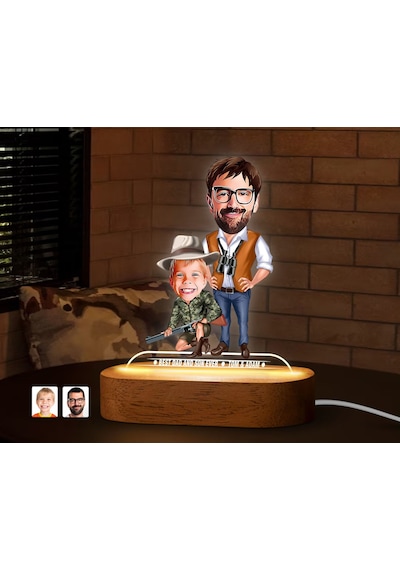 Bk Gift Kişiye Özel Baba-oğul Karikatürlü Dekoratif 3d Biblo Led Işıklı Gece Lambası-1, Babaya Hediye, Babalar Günü Hediyeleri Kobitmeyen138253 Bk Gif