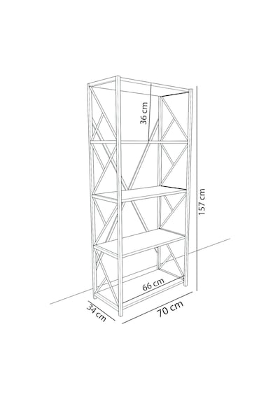 5 Raflı Metal Kitaplık 160 Cm - Ceviz Ceviz