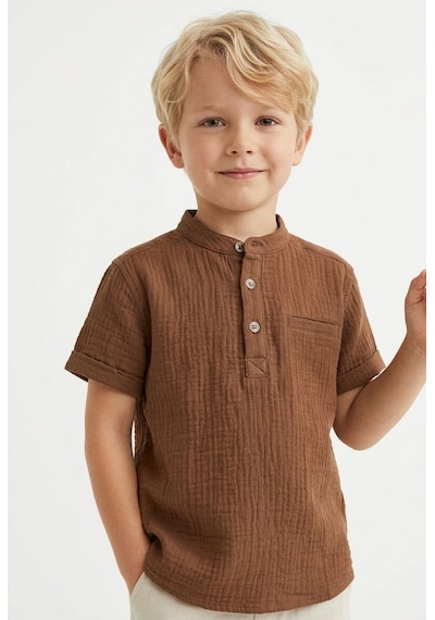 Baby Lory Kids Store Babylory Kids Store Ham Keten Koyu Kahve Premium Gömlek