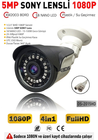 IDS DS-K2015HD 5 MP Sony Lensli 1080P Full HD AHD 4 In 1 Güvenlik Kamerası