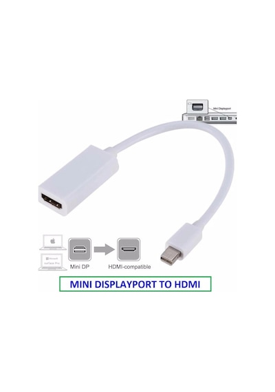 Mini Displayport To Hdmı Dönüştürücü Adaptör Beyaz