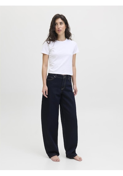 Jack & Jones Kadin Barrel Fit %100 Pamuk Jean - Fuji - 12287824 Dark Blue Denim
